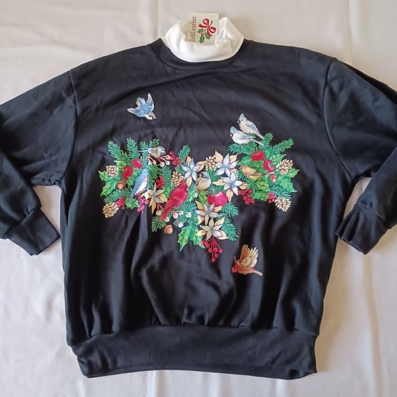 Vintage Nutcracker Women's Christmas Blue Jay Cardinal Bird Sweatshirt Size L - Picture 1 of 4